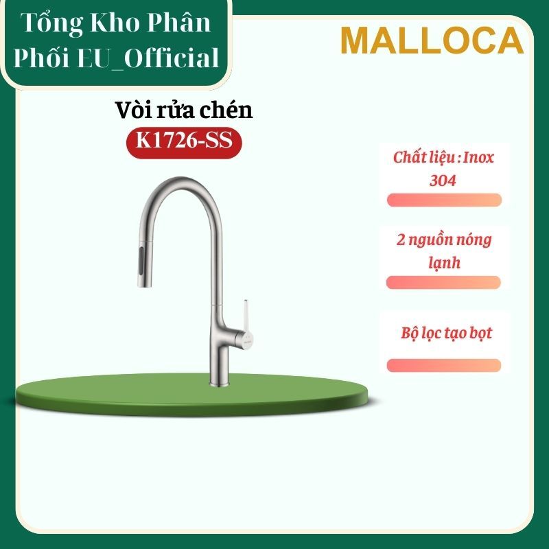 Vòi Rửa Chén Bát Inox Malloca K1726-SS - Kiểu Dáng Sang, Chất Lượng Cao