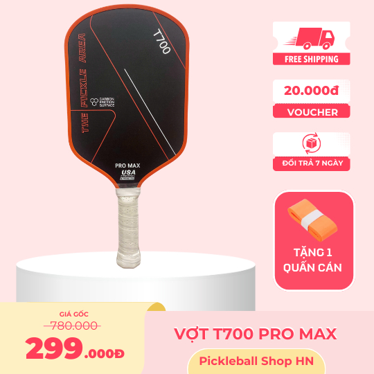 Vợt Pickleball T700 Pro max full carbon cao cấp, trợ lực mạnh, đánh cực êm, kiểm soát tốt