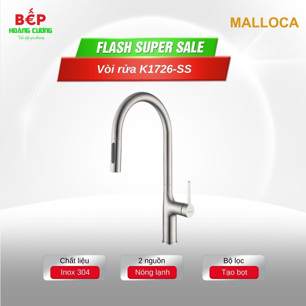 Vòi Rửa Chén Bát Inox Malloca K1726-SS - Thiết Kế Tinh Tế, Chống Trầy