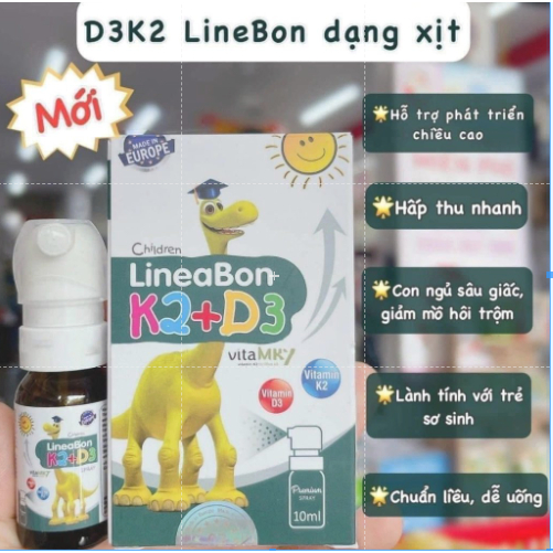 [Mua 2 tặng 1, mua nhiều tặng nhiều] Lineabon vitamin D3 K2 dạng xịt