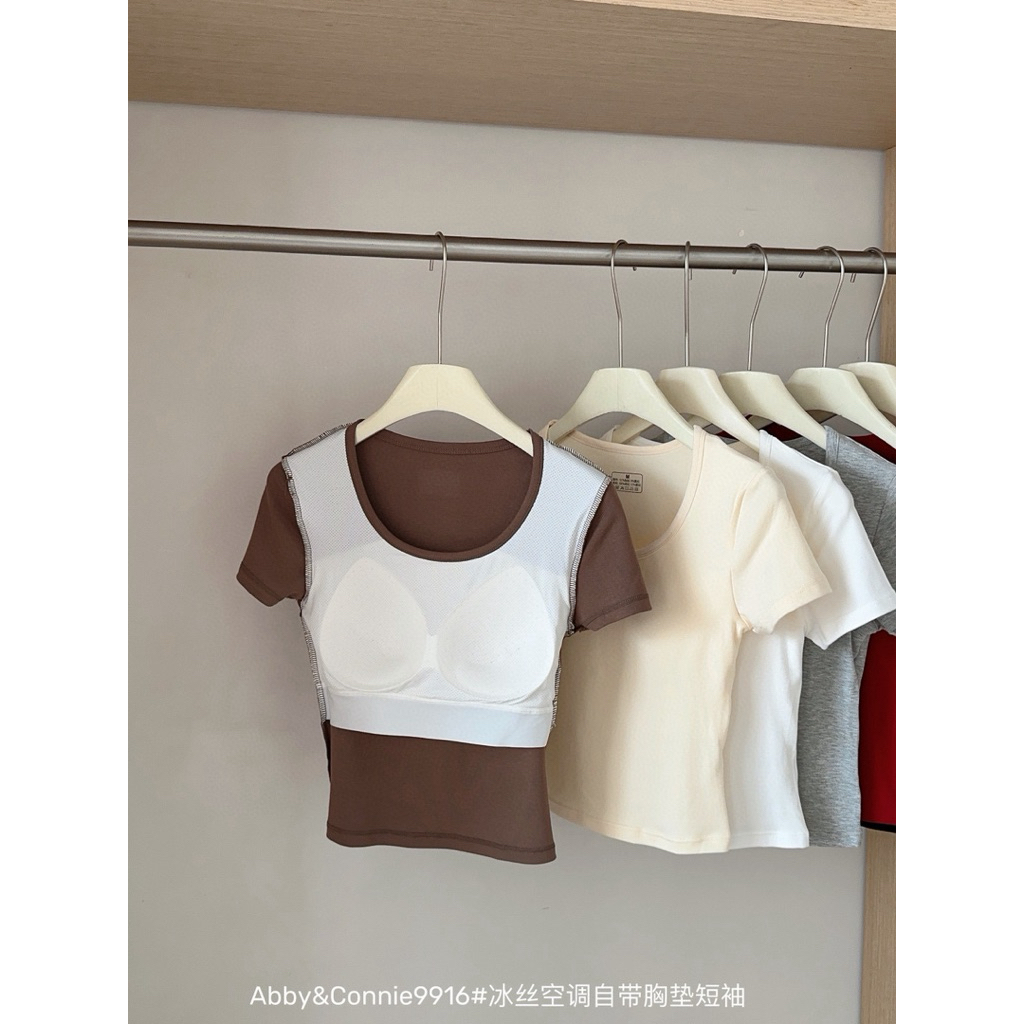 BOOCHIC Áo Phông Ngắn Tay Cotton Zip Có Mút Ngực | BigBuy360 - bigbuy360.vn