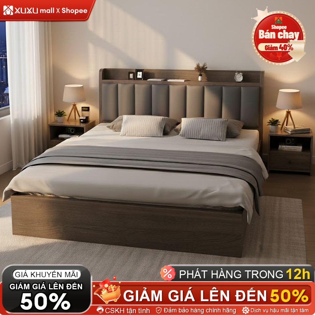 Giường ngủ gỗ hiện đại Tự Nhiên Cao Cấp  Ngăn Chứa Tiện Lợi Chắc Chắn Và Sang Trọng | BigBuy360 - bigbuy360.vn