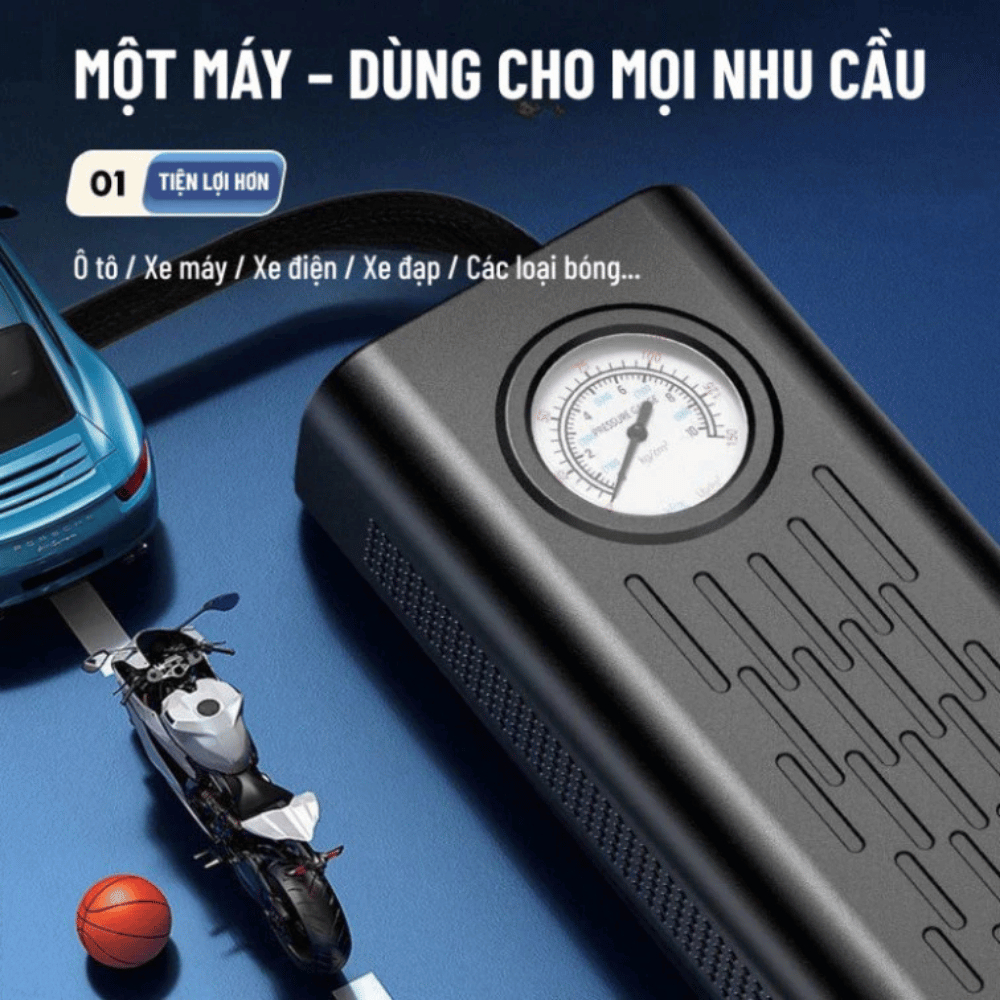 Máy Bơm Lốp Xe Ô Tô Xe Máy Xe Đạp Không Dây Cầm Tay Có Đồng Hồ Hiển Thị, Công Suất Lớn Dùng Sạc Nhỏ Gọn Tiện Lợi | BigBuy360 - bigbuy360.vn