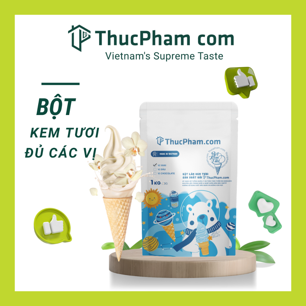 [FreeShip] Bột Làm Kem Tươi Cao Cấp ThucPhamCom – Đủ Vị, Nguyên Liệu Nhập Khẩu, Chứng Nhận ISO & FDA