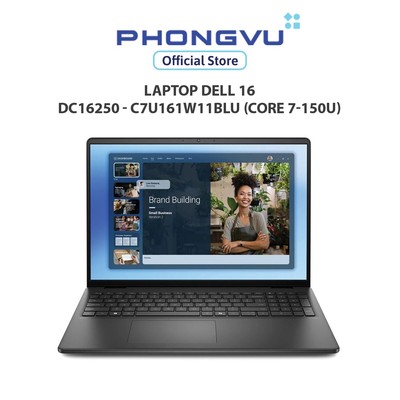Laptop Dell 16 DC16250 - C7U161W11BLU (Core 7-150U) Carbon Black - Bảo hành 12 tháng