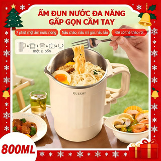  Ấm Đun Nước Điện 800ML Ấm Đun Siêu Tốc Gấp Nấu Lẩu Nấu Mì Ăn Liền Nấu Cháo Di Động Đa Năng 