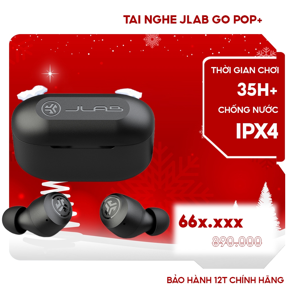 Tai Nghe Không Dây Jlab Go Pop+ True Wireless Ipx4 Nhét Tai Siêu Nhỏ Gọn Chính Hãng Có Mic Đàm Thoại
