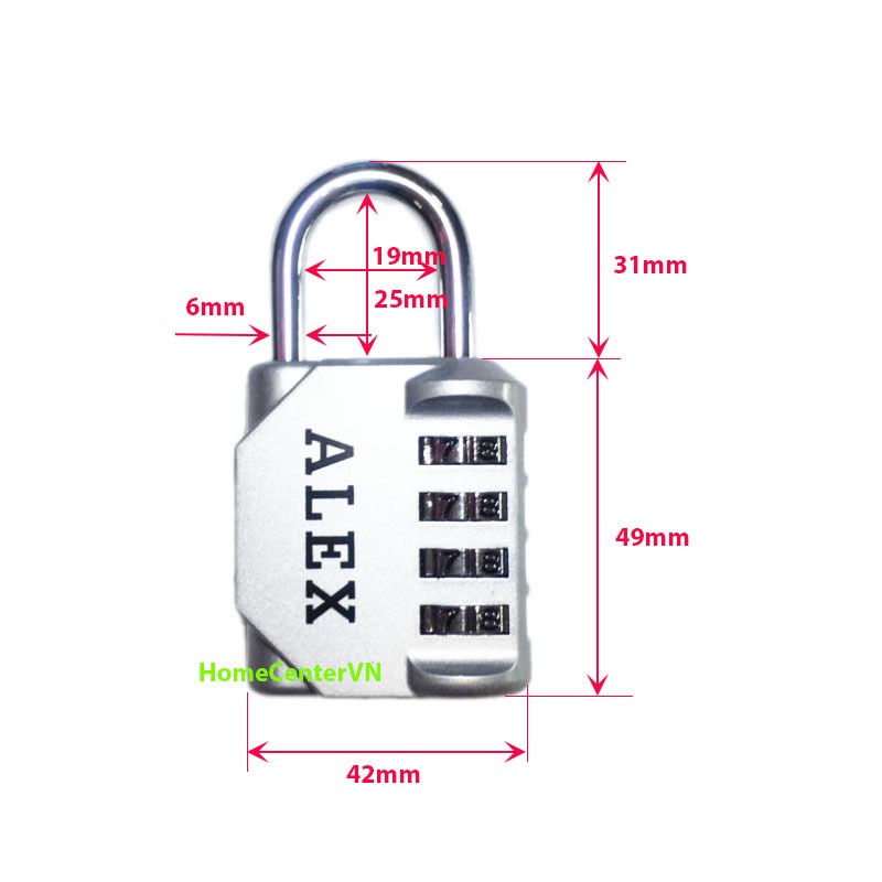 Ổ KHÓA SỐ ALEX LOẠI 4 SỐ CÀI ĐẶT theo ý muốn