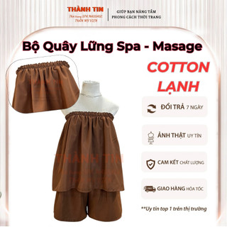 Bộ quây spa lửng Thành Tin – Bộ đồ massage cotton lạnh cao cấp, bo chun tròn mềm mịn, thoáng mát