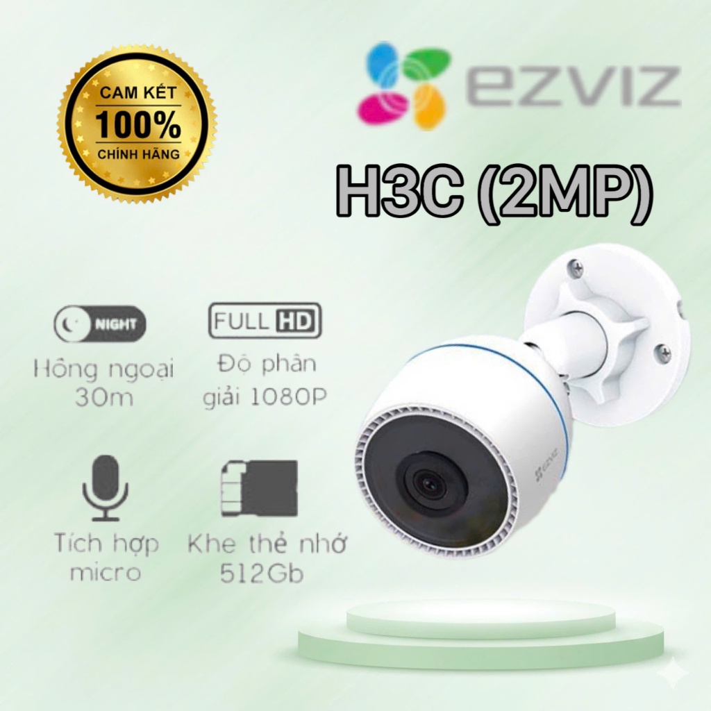 Camera EZVIZ H3C 2MP WiFi, KHÔNG MÀU, NGOÀI TRỜI, CỐ ĐỊNH
