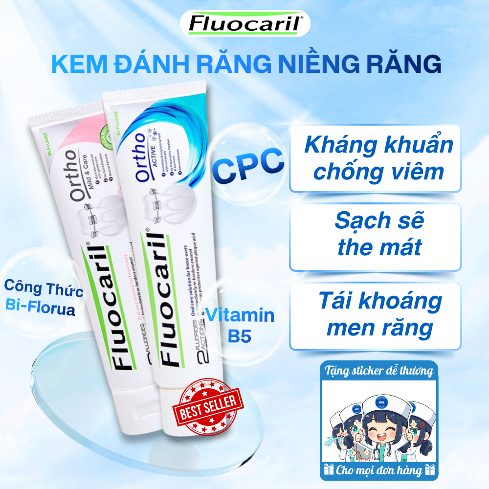 Kem đánh răng chăm sóc răng niềng Fluocaril Ortho bảo vệ và chăm sóc răng toàn diện chính hãng Fluocaril