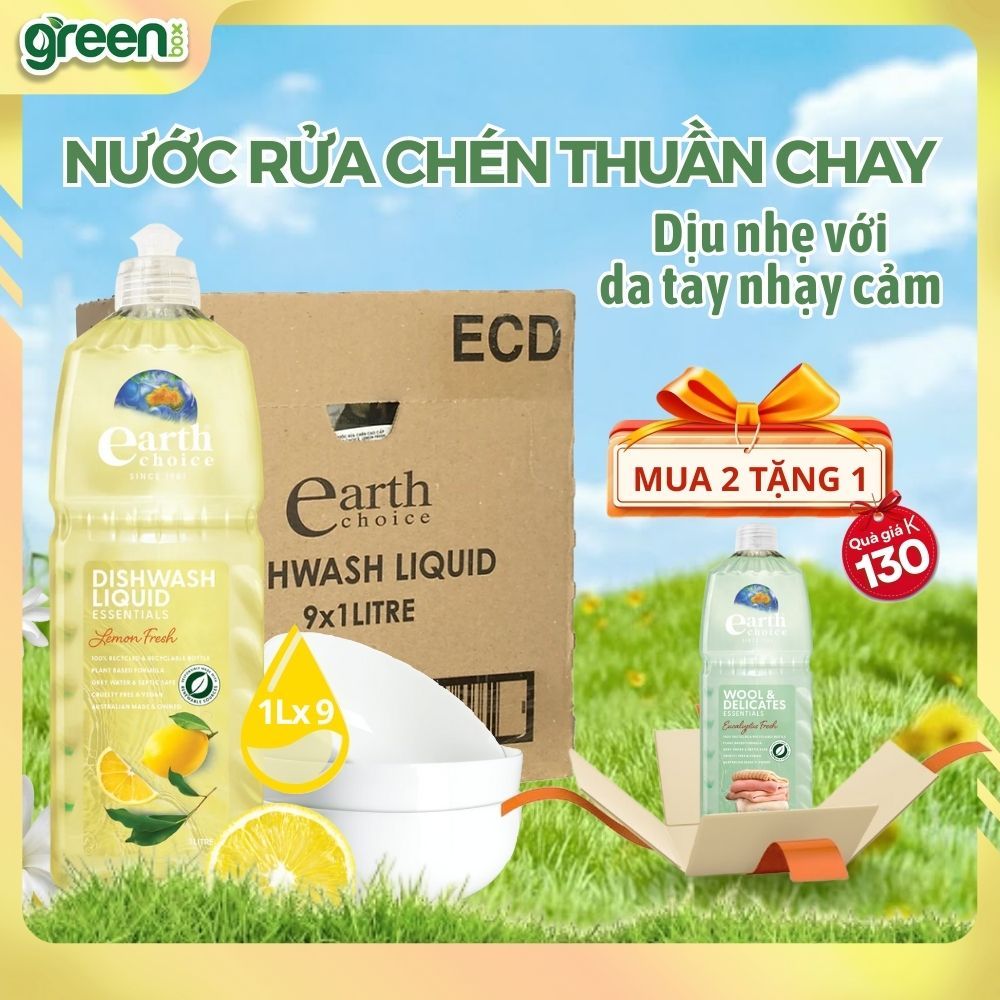 Thùng 9 Chai Nước Rửa Chén EARTH CHOICE Hương Chanh