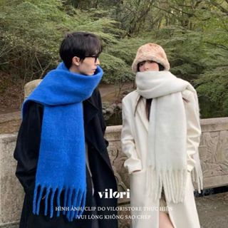  Khăn choàng cổ nữ nam len bông xù bông ép bản to dày ấm khăn quàng cổ len phong cách hàn quốc khăn len khăn vilori store 