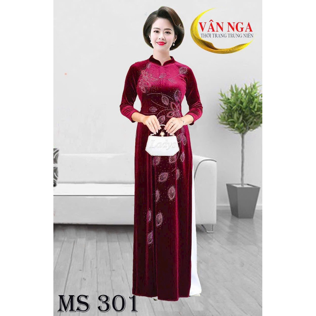 ÁO DÀI NHUNG TRUNG NIÊN SANG TRỌNG H301