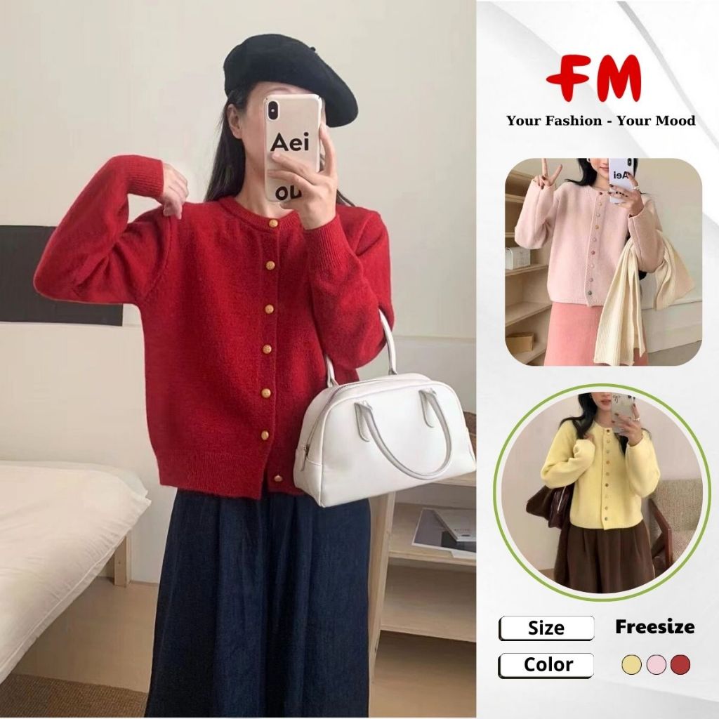 Áo Khoác Len Cardigan Nữ FMSTYLE – Không Mũ, Nút Nhiều Màu, Chất Len Mềm Mặc Đẹp Mọi Dịp 25112336