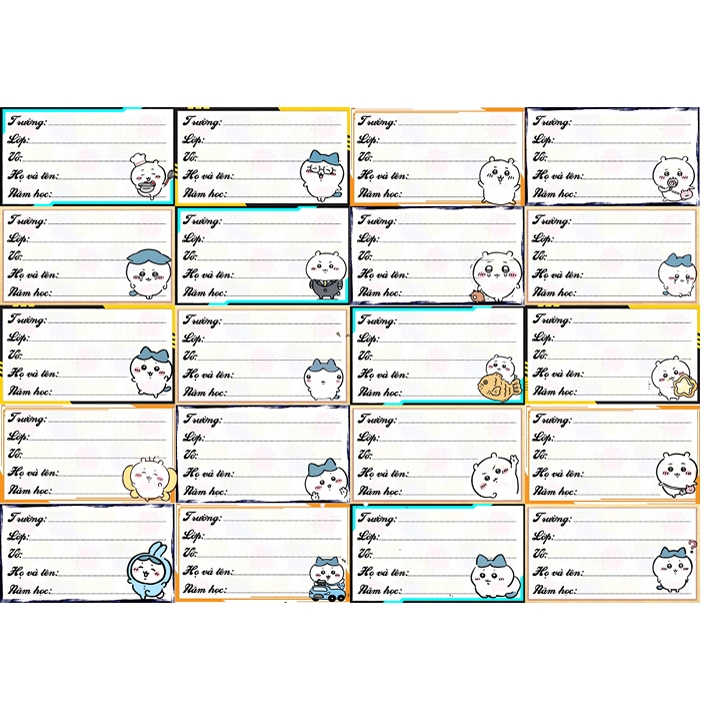 nhãn vở anime Chiikawa usagi rakko Hachiware/ sổ tay Chiikawa kute dễ thương