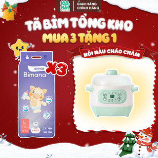   3BM   TẶNG NỒI NẤU CHÁO CHẬM  COMBO 3 bịch tã bỉm Bimana Hàn Quốc siêu thấm đóng đêm vô tư size NB tới 3XL 