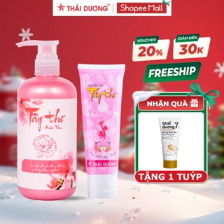  Combo Sữa tắm Tây Thi 500ml hương hoa đào  và Sữa rửa mặt Tây Thi 90g tặng tuýp Dầu gội Thái Dương  7 plus  Gold 50ml 