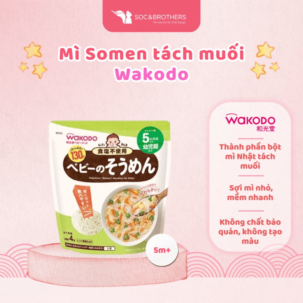 Mỳ Somen Wakodo tách muối cho bé từ 5 tháng 130g - Soc&Brothers