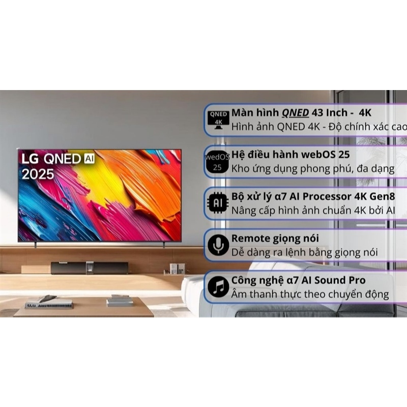Smart Tivi LG QNED AI 4K 43 Inch 43QNED70ASA 2025 - INDONESIA dienmaysieure Xả Kho