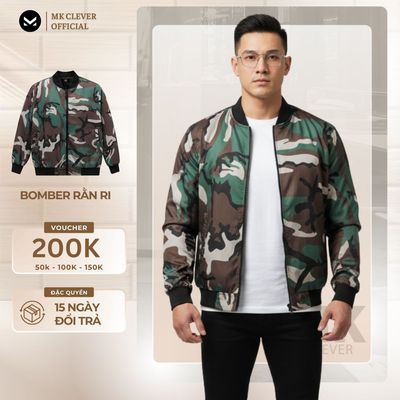 Áo khoác nam bomber họa tiết Rằn Ri MKCLEVER chất liệu vải gió trần bông dày dặn, giữ ấm tốt, phong cách cực chất