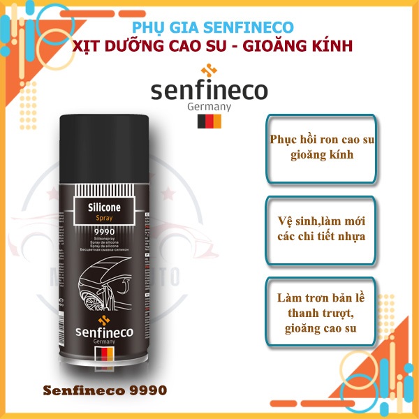 Bình Xịt Silicone Senfineco 9990 – 450ML Silicone Spray Làm Kín Joan Cao Su Cửa, Đèn, vv ..