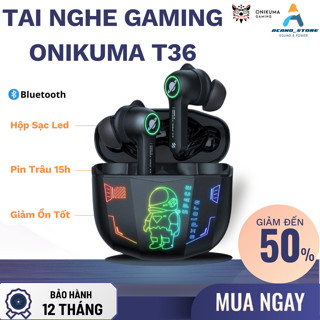 Tai nghe Gaming Onikuma T36, Tai Nghe Pin trâu,Có Micro Gảm Ồn ENC, HiFi,Chính Hãng 100% BH 12 Tháng