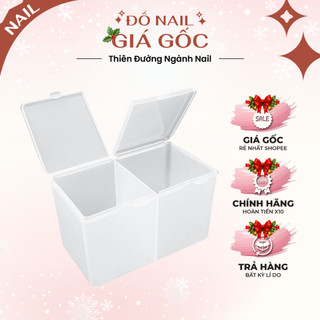  Hộp đựng giấy lau gel 2 ngăn có nắp - hộp nhựa đựng dụng cụ nail chuyên dụng 