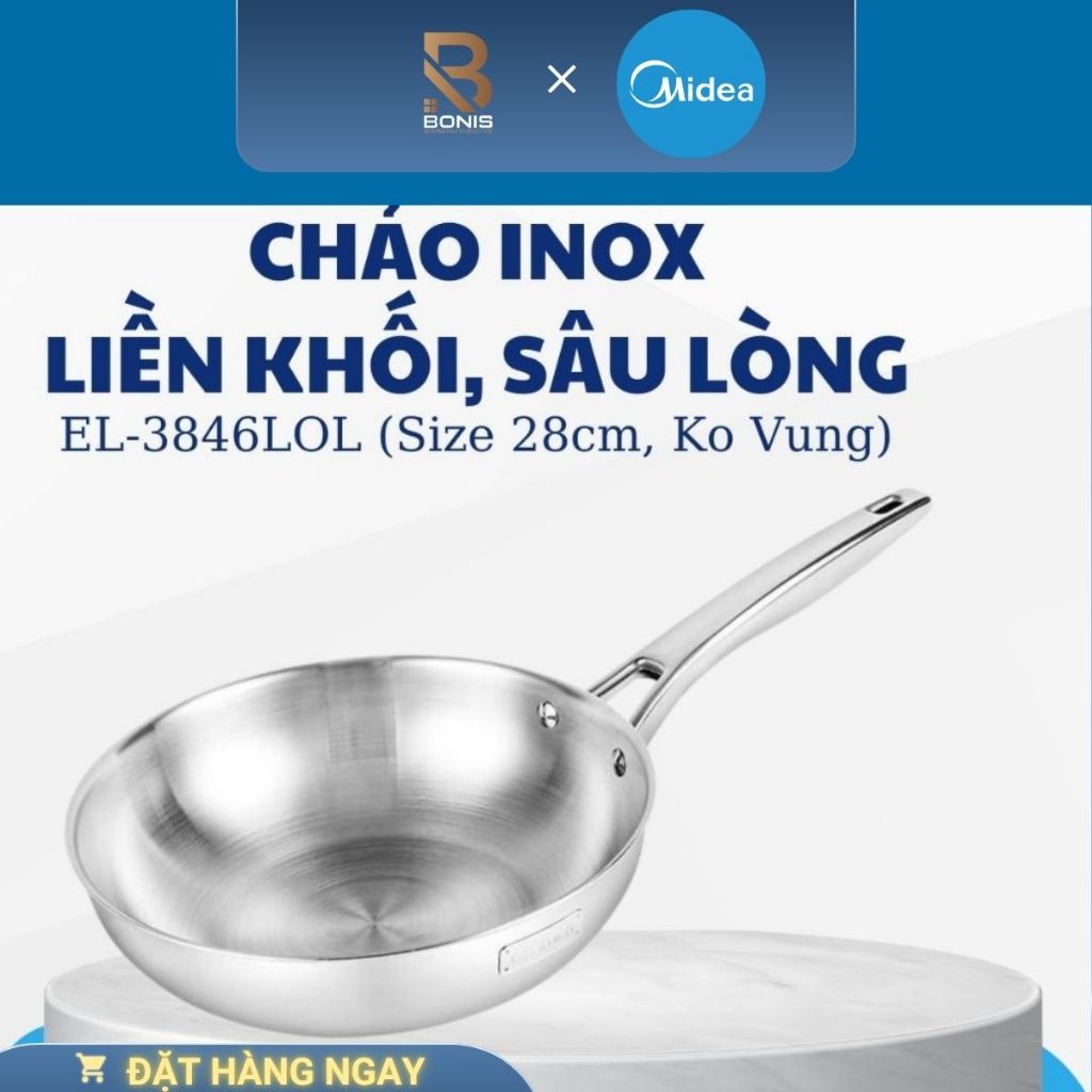 Chảo INOX 304 Elmich Trimax EL-4846OL / EL-3846MOL /EL-3846LOL (Chảo Đáy Liền Sâu Lòng Size 26,28cm)