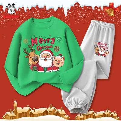 Set đồ unisex bé trai, bé gái BOBDOG, bộ thu đông chất thun cotton co giãn hình noel cuteTW-KS455