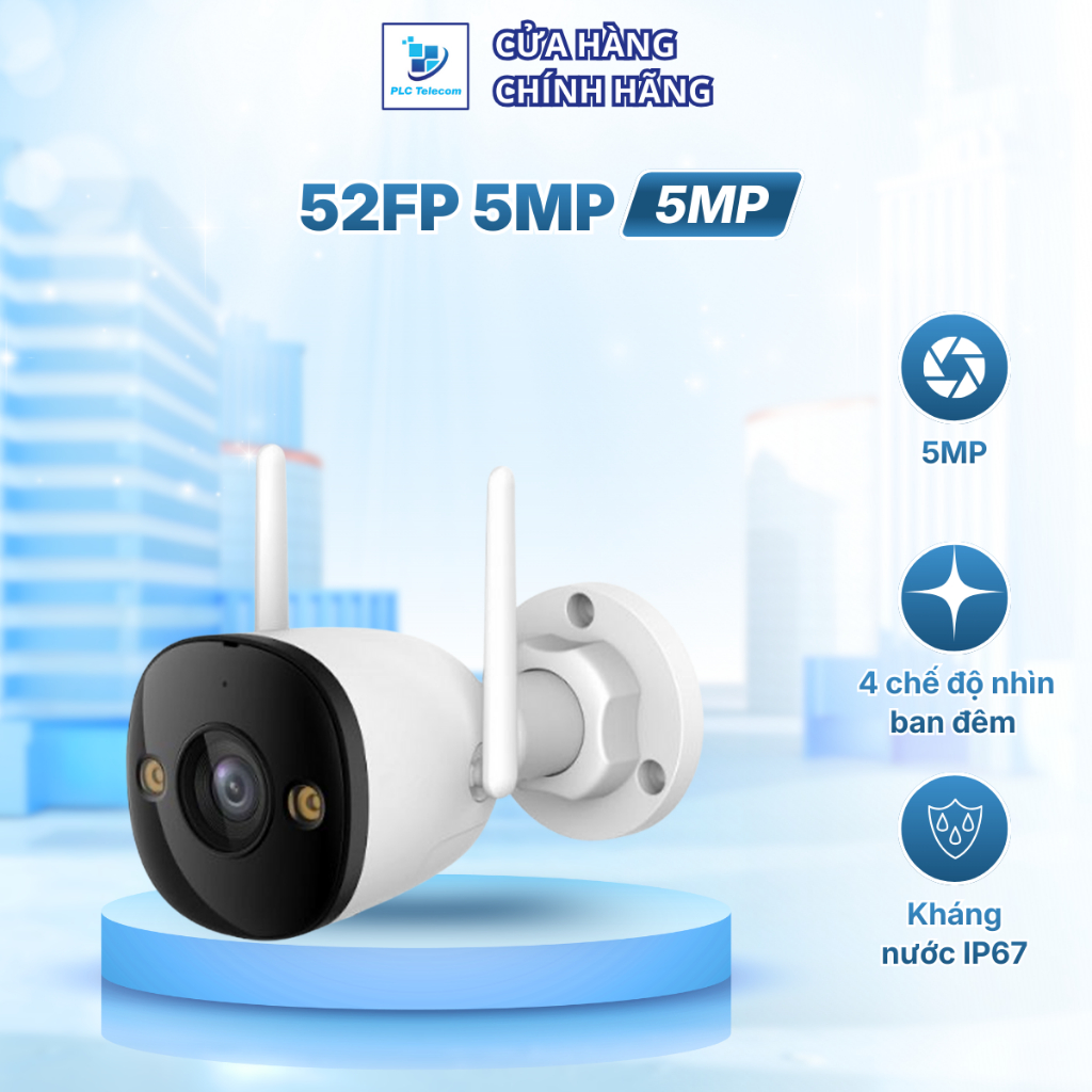 Camera IMOU ngoài trời F52FP 5MP (BULLET 2E) chuẩn chống nước IP67 tích hợp đèn báo | PLC TELECOM