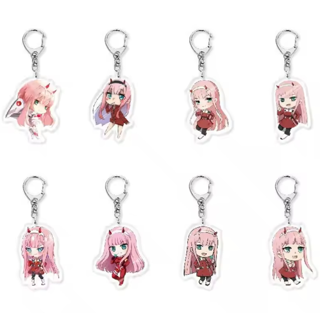 Zero Two Anime Figures Keychain Darling In The Franxx Acrylic key Chain Zero Two Anime Figures Keych
