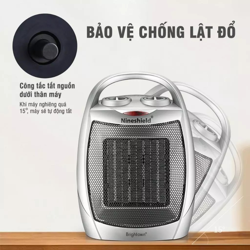 Máy sưởi gốm Ceramic để bàn làm việc, Máy sưởi mini xách tay đa năng sưởi ấm cho bé chống đổ an toàn