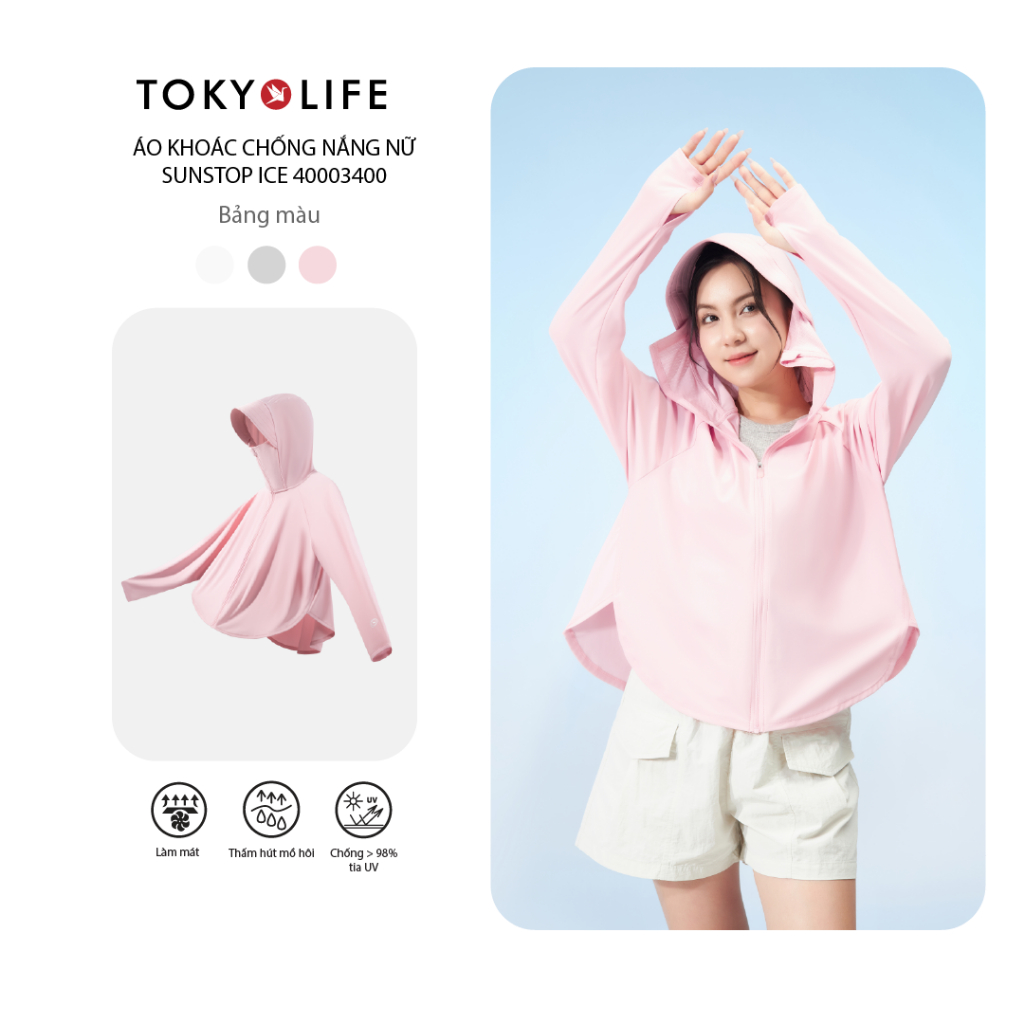 [KOL x TokyoLife]  Áo khoác chống nắng chống tia UV Nữ SunStop Ice làm mát mũ rộng vành 40003400 F9UVJ095R TOKYOLÌFE | BigBuy360 - bigbuy360.vn