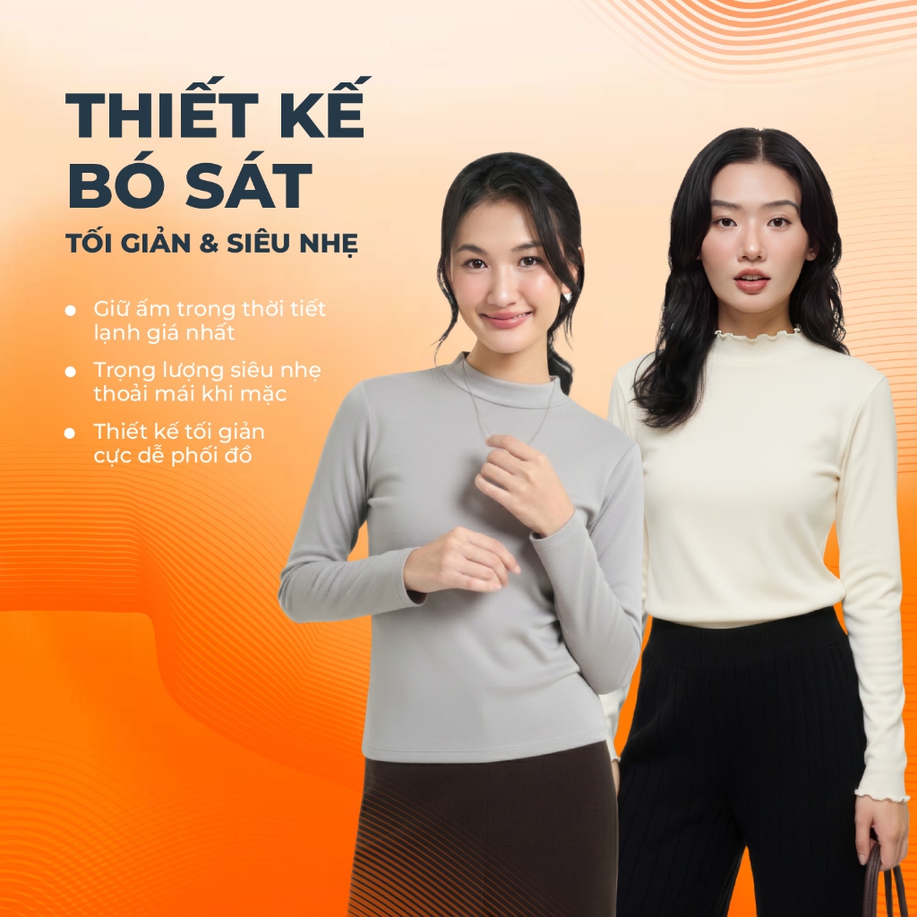 Áo body giữ ấm nữ CANIFA cổ tròn, cổ lửng và cổ cao giữ nhiệt WARM PLUS 6IT25W010 | BigBuy360 - bigbuy360.vn