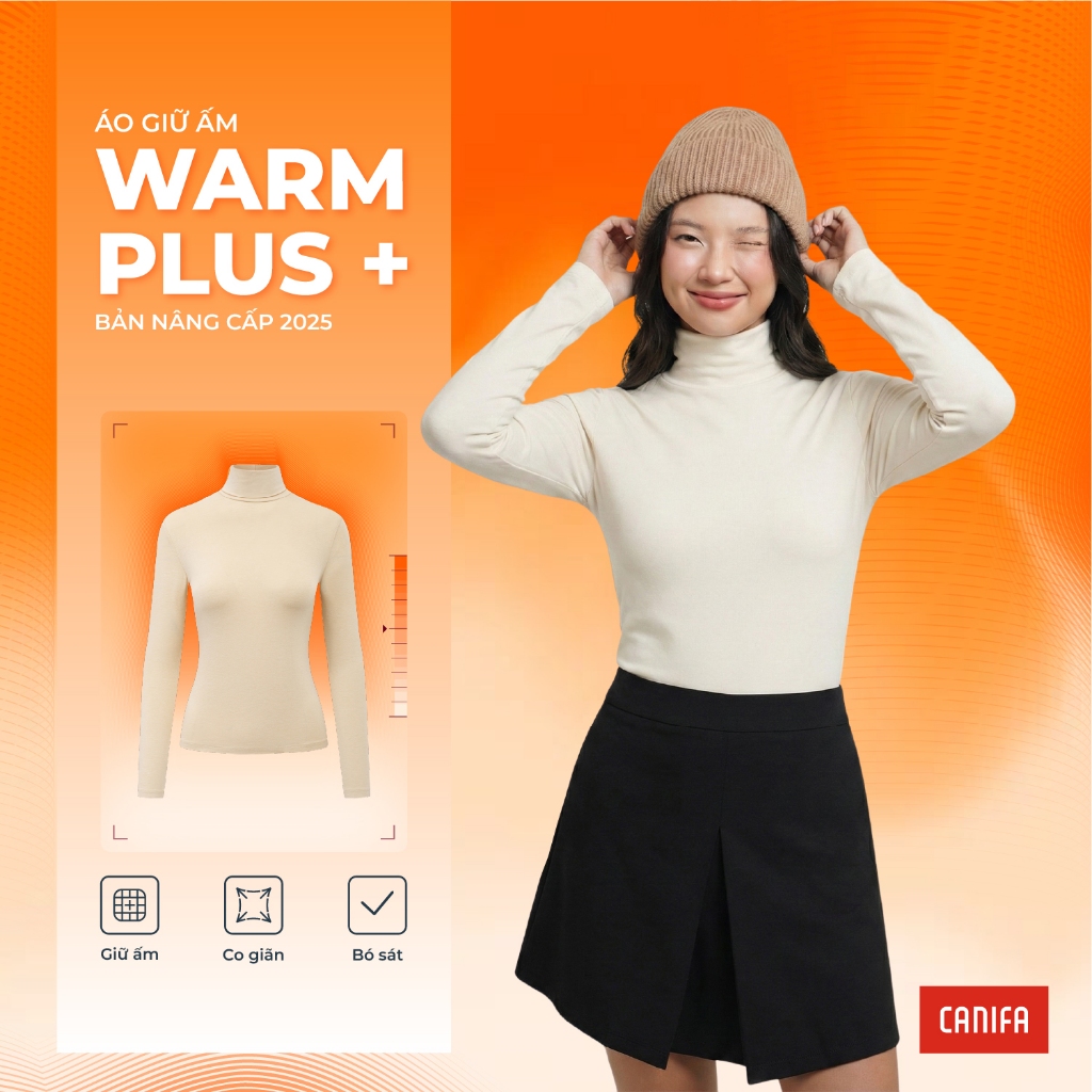 Áo body giữ ấm nữ CANIFA cổ tròn, cổ lửng và cổ cao giữ nhiệt WARM PLUS 6IT25W010 | BigBuy360 - bigbuy360.vn