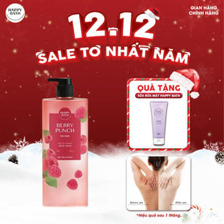   NO.044  Sữa tắm Happy Bath BERRY PUNCH 900g Lưu hương cấp ẩm dưỡng trắng Happy Bath Be Happy Body Wash 