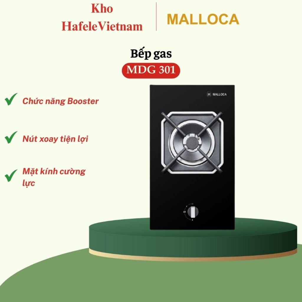 Bếp 1 gas domino Malloca MDG 301 - Thiết Kế Nhỏ Gọn, Hiện Đại,