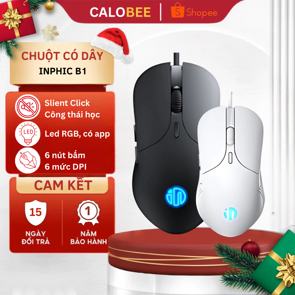 Chuột gaming có dây Inphic B1 Led RGB, có app, điều chỉnh DPI, Slient CLick