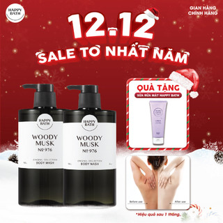   No.976  COMBO 2 Chai Sữa Tắm Happy Bath Lưu Hương 910g Hương Gỗ Hổ Phách Pha Xạ Hương Sang Trọng 