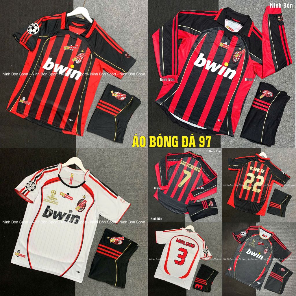 Áo Bóng Đá, Quần Áo Bóng Đá CLB AC Milan Sân Nhà Phong Cách Retro 2007 - Vải Gai Thái Cao Cấp