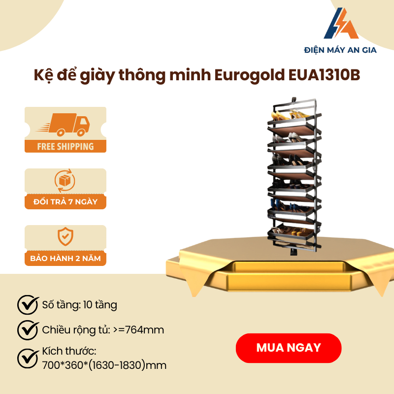 Kệ Giày Thông Minh Xoay 360° Eurogold EUA1310B – Khung Thép, Đáy Từ Nhựa Chống Trượt – PEB