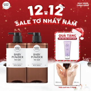   No.420  COMBO 2 Chai sữa tắm Happy Bath dưỡng ẩm săn chắc da giảm mụn  900G 
