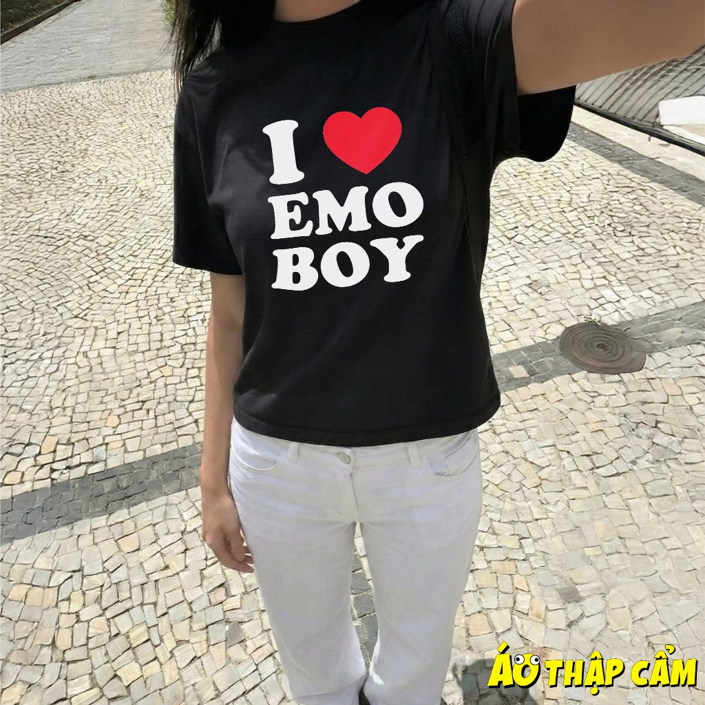 Áo Babytee I Love Emo Boy, I Love Emo Girl 100% Cotton 250Gsm Phong Cách Retro Âu Mỹ