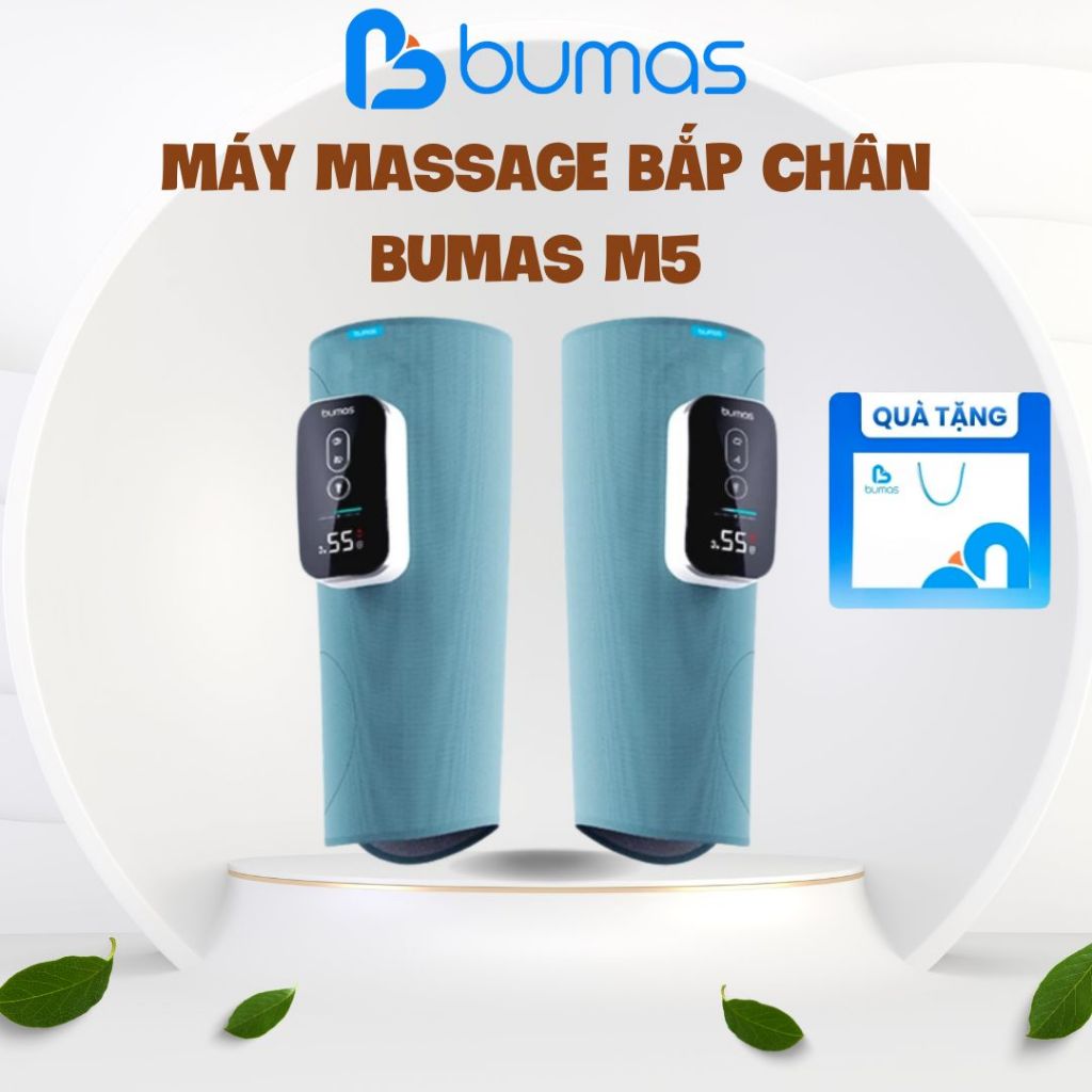 Máy Massage Chân BUMAS M5 - Chườm Nóng Massage Bắp Chân Bằng Khí Nén - Bấm Và Bóp Huyệt Chân Thật