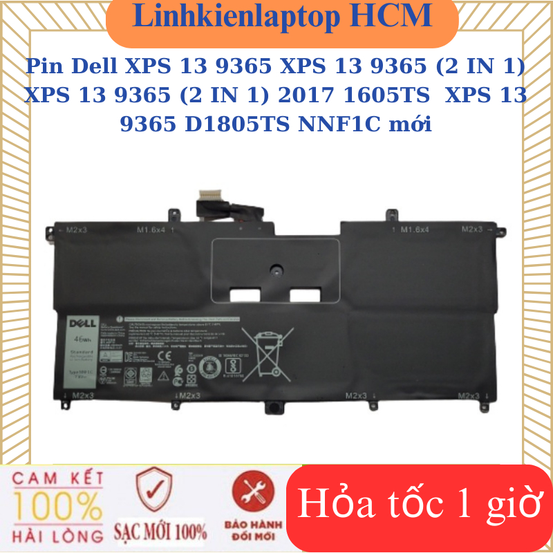 Pin Dell XPS 13 9365 XPS 13 9365 (2 IN 1)  XPS 13 9365 (2 IN 1) 2017 1605TS  XPS 13 9365 D1805TS NNF