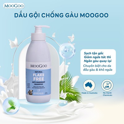 Combo Gội Xả Thiên Nhiên MooGoo 500ml làm sạch gàu & dịu da đầu khô ngứa