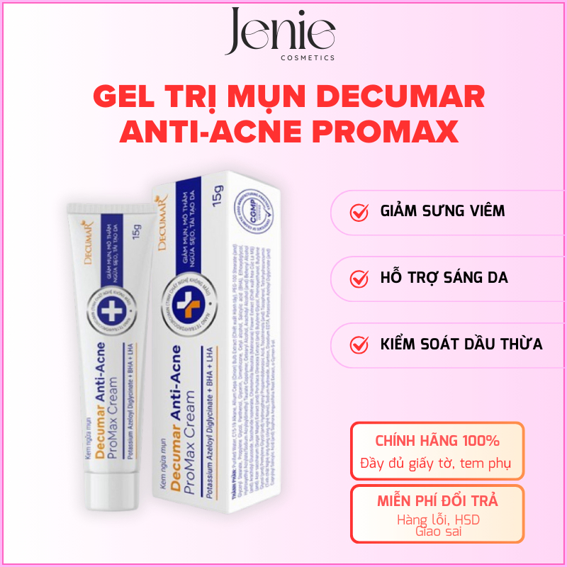 Kem Decumar Promax thế hệ mới giúp giảm mụn nhanh, sạch sâu, dịu nhẹ làn da 15g