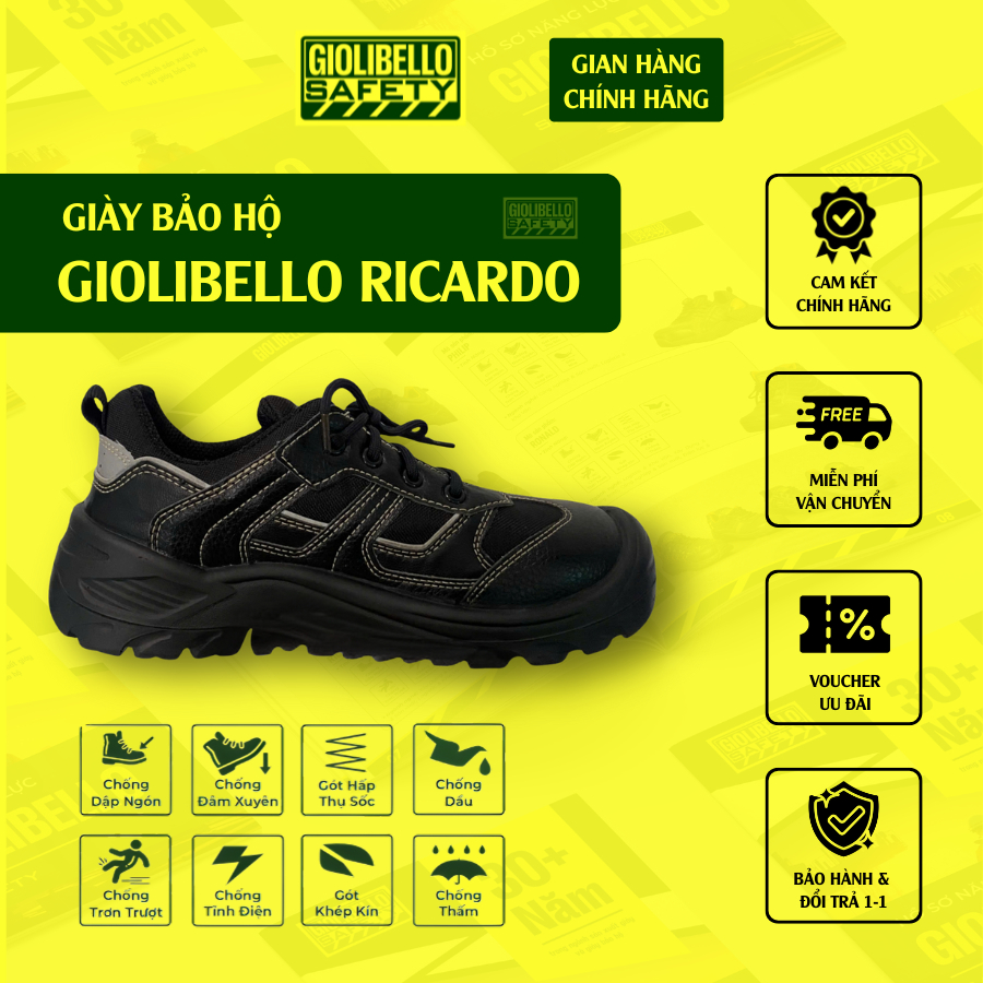 [CHÍNH HÃNG] Giày bảo hộ Giolibello Ricardo chống đâm xuyên chống trơn trượt chống tĩnh điện