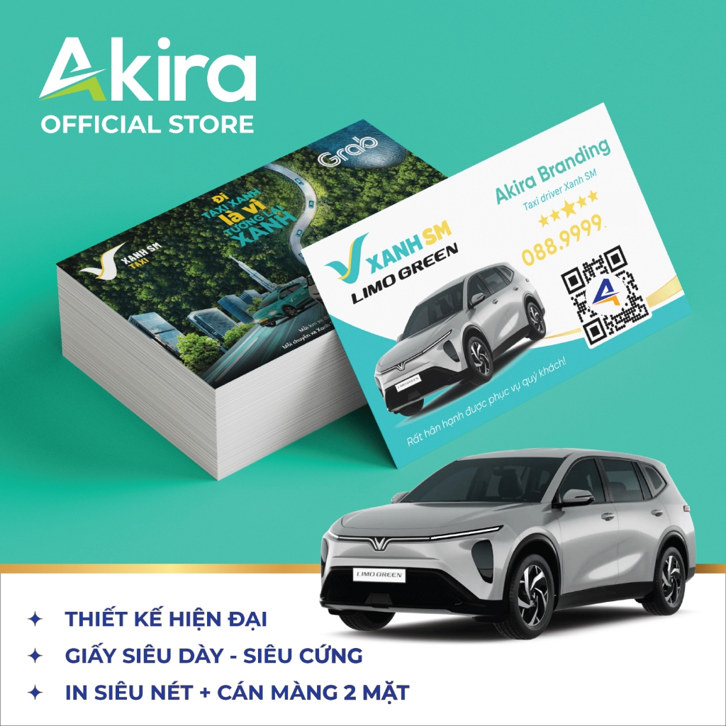 In danh thiếp taxi xanh SM Limo Green - Card taxi cao cấp chính hãng Akira
